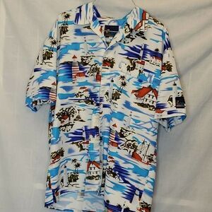 Men's Medium Vibrant Lighthouses Hawaiian Shirt